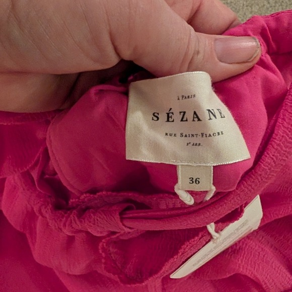 Sezane NWT Nohola Mini Dress Rose Pink Halter Ruffle Tie Back Belted- Size 4 - Picture 4 of 8